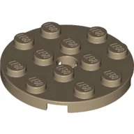 Plate Round 4 x 4 with Pin Hole / Dark Tan