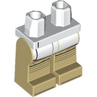 Lego Hips and Tan Legs with White Robe Ends, Black Knee Pads print / White