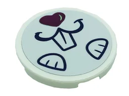 Tile, Round 3 x 3 with Rabbit Face with Heart Nose Pattern (Sticker) - Set 41685