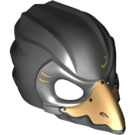 Lego Mask Bird (Raven) with Gold Beak and Gold Markings Print / Black