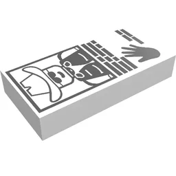 Tile 1 x 2 with Officer Picture and Handprint Print / White