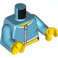 Torso, White Zipper, Tri, Bare Stomach Print, Medium Azure Arms, Yellow Hands / Medium Azure