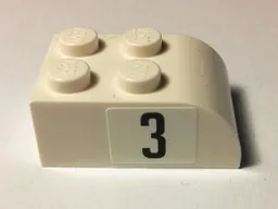 Slope, Curved 3 x 2 with 4 Studs with Black Number 3 on Right Pattern (Sticker) - Set 40194