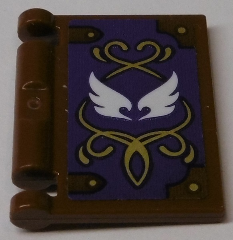 Lego Minifigure, Utensil Book Cover with White Wings and Gold Filigree on Dark Purple Background Pattern (Sticker) - Set 41184