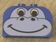 Lego Slope, Curved 4 x 2 x 2 Double with 4 Studs with Animal (Dinosaur / Gorilla) Face Pattern / Blue
