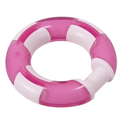 Lego Ring with Bar (Life Preserver) with Trans-Pink pattern / White