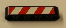 Technic, Liftarm Thick 1 x 5 with Red and White Danger Stripes Pattern Model Left Side (Sticker) - Sets 42006 / 42042