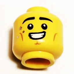 Minifig Head Figure Skater, Eyebrows, Sweat, Big Smile Print / Yellow