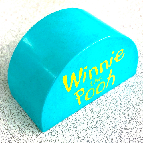 Lego Duplo Brick 2 x 4 x 2 Curved Top with 'Winnie the Pooh' Print / Light Turquoise
