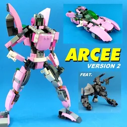Transformer Arcee v2 and her pet beast, made from Overwatch Set 75973