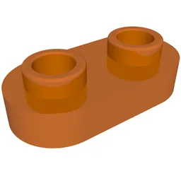 Plate Special 1 x 2 Rounded with 2 Open Studs / Dark Orange