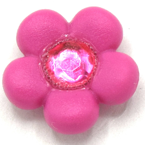 Lego Clikits Icon, Flower 2 x 2 Small, 5 Petals with Pin [Frosted] Trans-Pink Center Facet Gem / Dark Pink