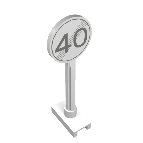 Lego Road Sign Round with Gray End Of Maximum Speed 40 Print
