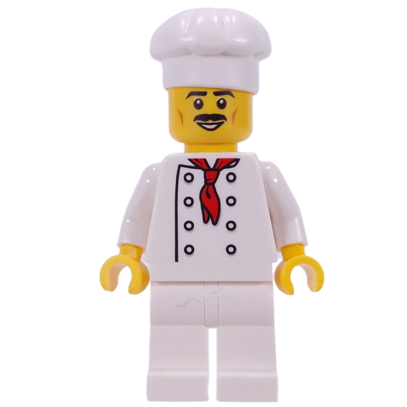 Lego Chef - White Torso, White Legs, White Hat, White Hat