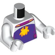 Lego Torso, Dark Purple Chest, Yellow Ghost-Spider Logo print, White Arms and Hands / White
