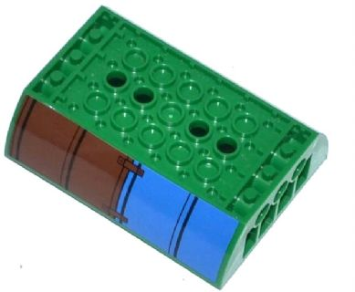 Lego Slope, Curved 6 x 8 x 2 Inverted Double with Blue and Brown Metal Sheets Pattern on Both Sides (Stickers) - Set 79120