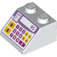 Lego Brick Sloped 45° 2 x 2 with Cash Register Print / White