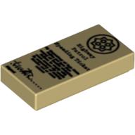 Lego Tile 1 x 2 with Highway Patrol Speeding Ticket Print / Tan