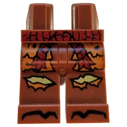 Hips and Reddish Brown Legs with Reddish Brown Belt, Dark Orange Robe Ends, Olive Green Skin Through Tears Print / Reddish Brown