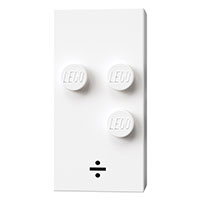 Lego Braille Brick 2 x 4 with 3 Studs ⠲ and '÷' Print / White