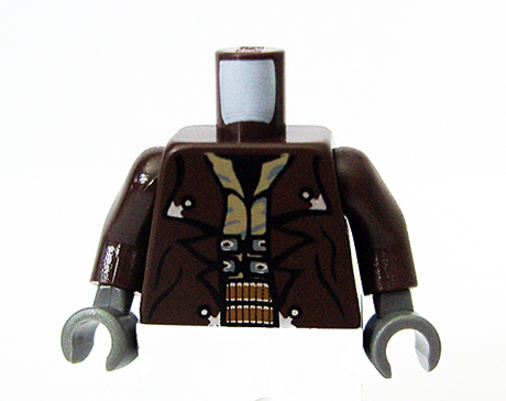 Lego Torso SW Jacket with Silver Buttons and Ammo Belt Pattern (Cad Bane) / Dark Brown Arms / Dark Bluish Gray Hands