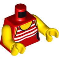Torso, Swimsuit with 5 White Stripes Print, Yellow Arms and Hands