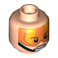 Lego Minifig Head Luke Skywalker, Stern Brown Eyebrows, Pupils and Orange Visor / Open Mouth Print / Light Nougat