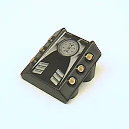 Brick Sloped 2 x 2 No Studs, with 3 Side Pistons Raised Edges and Silver Engine Print / Black