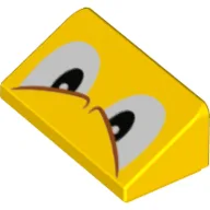Brick Sloped 30° 1 x 2 x 2/3 with Angry Eyes (Spiny Face) Print / Yellow