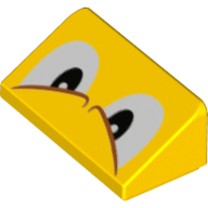 Lego Brick Sloped 30° 1 x 2 x 2/3 with Angry Eyes (Spiny Face) Print / Yellow
