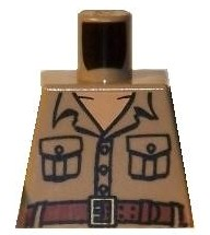 Lego Torso Open Collar, 2 Pockets, Buttons, and Belt Pattern (Rene Belloq)