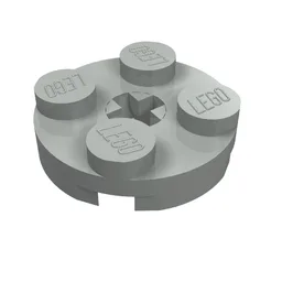 Plate Round 2 x 2 with Axle Hole Type 1 (+ Opening) / Light Gray