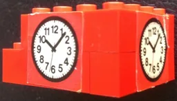 Stickered Assembly 5 x 4 x 2 with Clock on Red Background Pattern on 2 Sides (Stickers) - Set 148