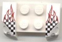 Lego Vehicle, Mudguard 2 x 4 with Headlights Overhang with Checkered Flame Pattern on Both Sides (Stickers) - Set 8121