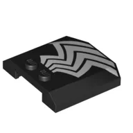 Brick Wedged, Curved Triple 4 x 4 x 2/3, 2 Studs with White Stripes (Spider Legs) Print / Black