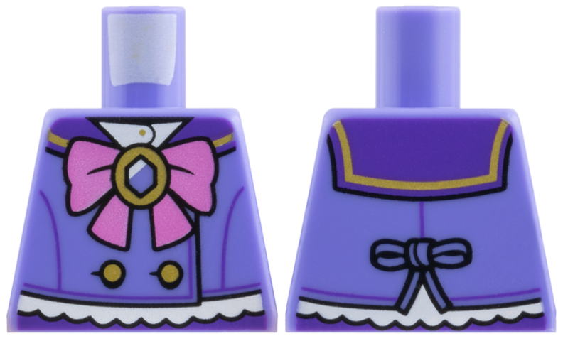 Lego Torso Dark Purple Collar, Dark Pink Bow, Gold Buttons and Broach Pattern