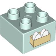 Lego Duplo Brick 2 x 2 with Egg Carton print / Light Aqua