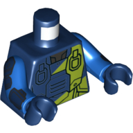 Lego Torso Space Suit, Lime Paint Print, Blue Arms with Dark Blue Panels Print, Dark Blue Hands / Dark Blue