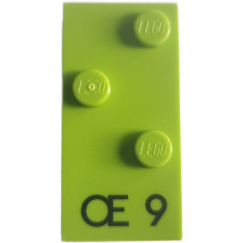 Lego Braille Brick 2 x 4 with 3 Studs ⠪ and 'Œ 9' print