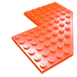 Wedge Plate 10 x 10 with 4x4 Cutout and Cut Corner / Trans-Neon Orange