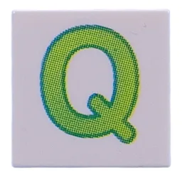 Tile 2 x 2 with Lime 'Q' Print / White