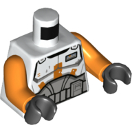 Lego Torso Armor, Clone Trooper, Orange Markings print (Commander Cody), Orange Arms, Black Hands / White