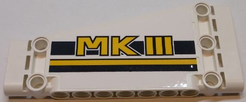 Lego Technic, Panel Plate 5 x 11 x 1 Tapered with 'MKIII' and Dark Blue and Yellow Stripes Pattern Model Right Side (Sticker) - Set 42055