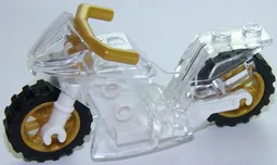 Motorcycle Sport Bike with White Frame, Pearl Gold Wheels and Angular Handlebars