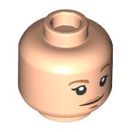 Lego Minifig Head Megan Rapinoe, Nougat Eyebrows, Closed Mouth, Raised Eyebrow / Closed Eyes, Open Mouth Laughing print / Light Nougat