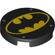 Tile Round 2 x 2 with Yellow Batman Logo Print / Black