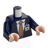 Torso, Jacket, White Stripes Shirt, Dark Tan Tie, ID Badge Print, Dark Blue Arms, Light Nougat Hands / Dark Blue