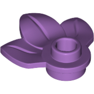 Lego Plant, Plate 1 x 1 Round with 3 Leaves / Medium Lavender