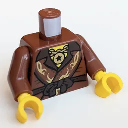 Torso Robe, Gold Chain / Gold Star on Back Print, Reddish Brown Arms, Yellow Hands / Reddish Brown