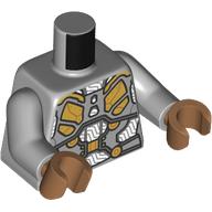 Lego Torso, Gold Armor, White Circuitry print, Light Bluish Gray Arms, Medium Nougat Hands / Light Bluish Gray